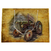 groene tractor Rustic Old Barn Groot Cadeauzakje (Voorkant)