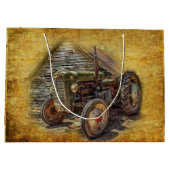 groene tractor Rustic Old Barn Groot Cadeauzakje (Achterkant)