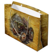 groene tractor Rustic Old Barn Groot Cadeauzakje (Achterkant Gekanteld)