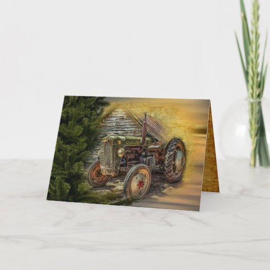 groene tractor Rustic Old Barn Kaart (Voorkant)