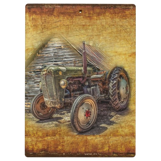 groene tractor Rustic Old Barn Klembord (Achterkant)