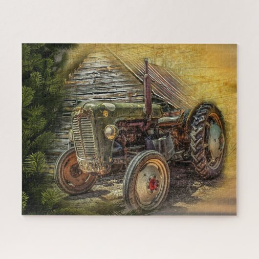 groene tractor Rustic Old Barn Legpuzzel (Horizontaal)