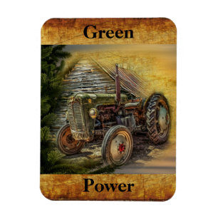 groene tractor Rustic Old Barn Magneet
