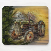 groene tractor Rustic Old Barn Muismat (Voorkant)
