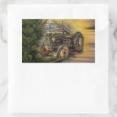  groene tractor Rustic Old Barn Rechthoekige Sticker (Tas)