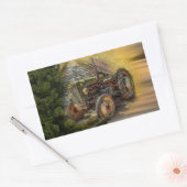  groene tractor Rustic Old Barn Rechthoekige Sticker (Envelop)