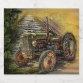 groene tractor Rustic Old Barn Sparkling Wijnetiket (Enkel label)
