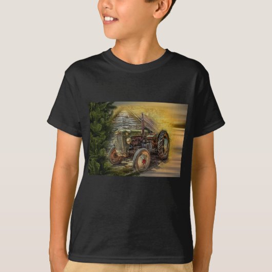 groene tractor Rustic Old Barn T-shirt (Voorkant)