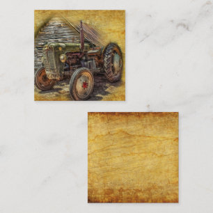  groene tractor Rustic Old Barn Vierkante Visitekaartje