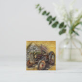  groene tractor Rustic Old Barn Vierkante Visitekaartje (Staand voorkant)