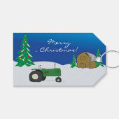 Groene Tractor & Schuur Kerst Label Cadeaulabel (Voorkant (Horizontaal))