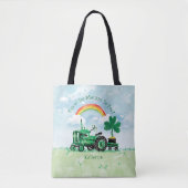  groene tractor Shamrock Naam toevoegen Tote Bag (Voorkant)
