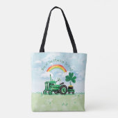  groene tractor Shamrock Naam toevoegen Tote Bag (Achterkant)