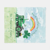  groene tractor Shamrock Voeg familienaam toe Fleece Deken (Voorkant (Horizontaal))