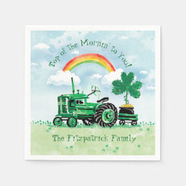  groene tractor Shamrock Voeg familienaam toe Servetten