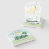 groene tractor Shamrock Voeg familienaam toe Stenen Onderzetter (Zijkant)