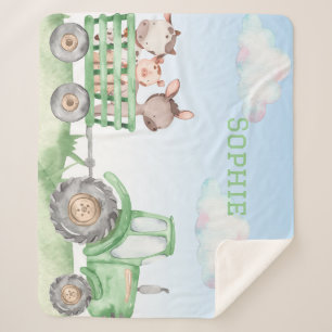 Groene Tractor sherpa deken