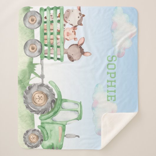 Groene Tractor sherpa deken (Voorkant)