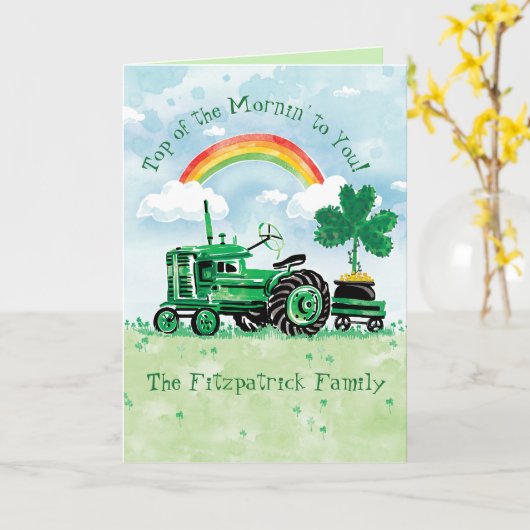groene tractor St. Patrick's Day Kaart (Gele Bloem)
