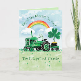 groene tractor St. Patrick's Day Kaart