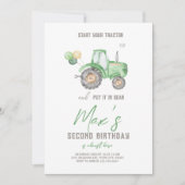 Groene Tractor thema Verjaardag uitnodiging (Voorkant)