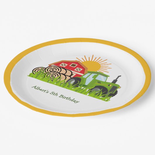 Groene Tractor | Themagetalenteit Papieren Borden Papieren Bordje (Gekanteld)