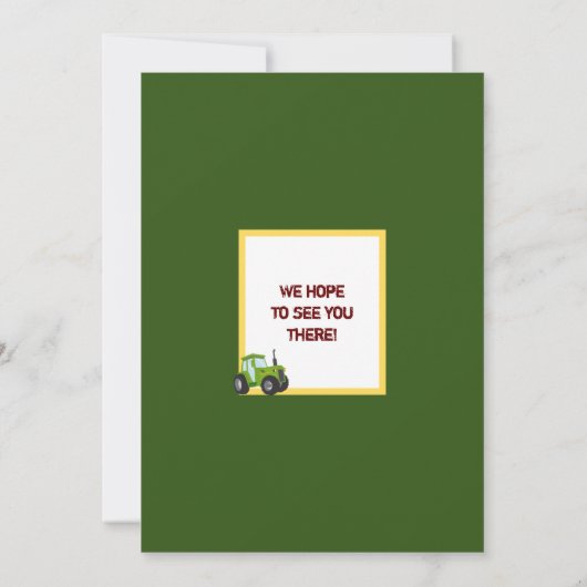 Groene tractor 🚜 Trucks Thema Verjaardagsfeest Kaart (Achterkant)