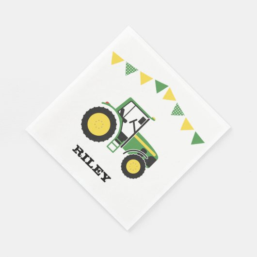 Groene Tractor Verjaardag Party Papier servetten (Hoek)