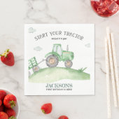 Groene tractor verjaardag servetten (Insitu)