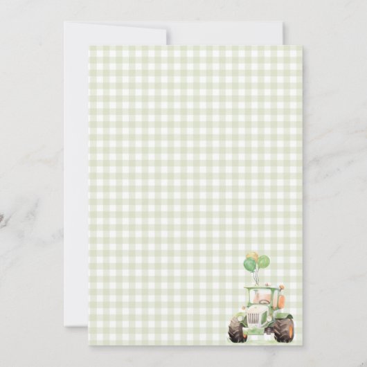 Groene tractor verjaardagsfeest uitnodiging Boerde (Achterkant)