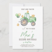Groene Tractor w / Duckling Thema Verjaardag uitno Kaart (Voorkant)