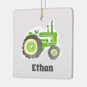 Groene Tractor Waterverf Gepersonaliseerde Boerder Keramisch Ornament (Links)
