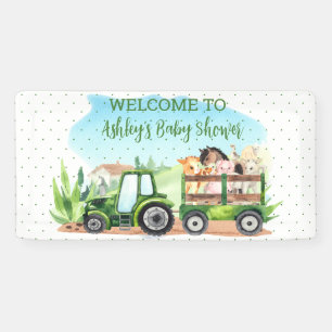 Groene tractorbanner voor landbouwhuisdieren spandoek