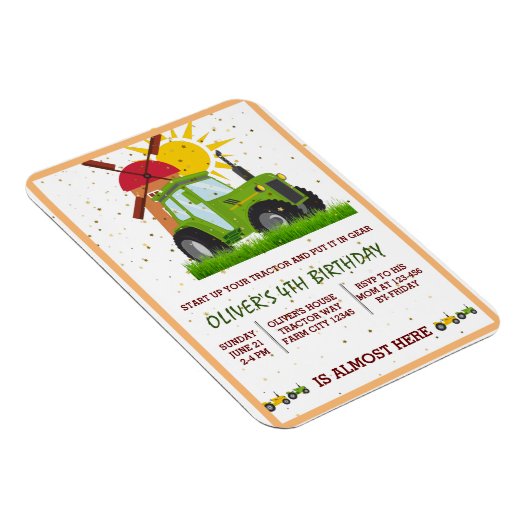 Groene tractorboys met als geboortedag beschouwd m magneet (Rechterzijde)