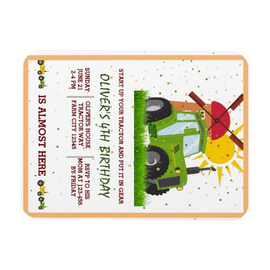 Groene tractorboys met als geboortedag beschouwd m magneet (Horizontaal)