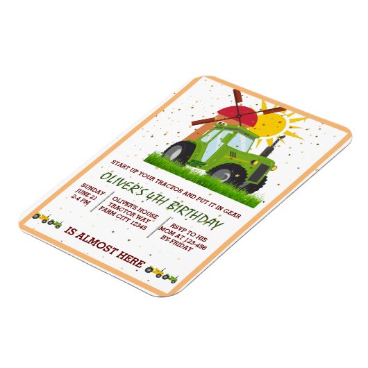 Groene tractorboys met als geboortedag beschouwd m magneet (Linkerzijde)