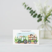 Groene tractorboys voor boerderijdieren informatiekaartje (Staand voorkant)