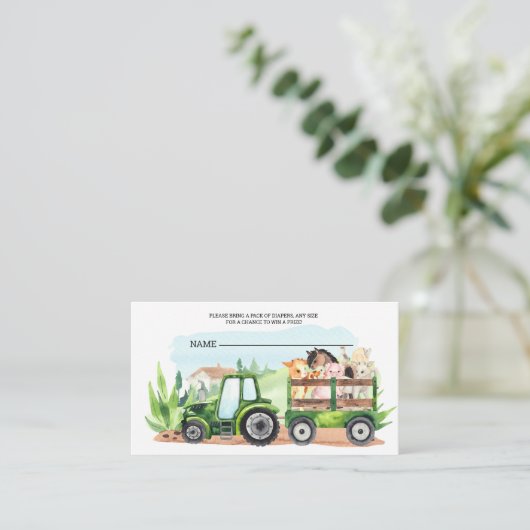 Groene tractorboys voor boerderijdieren informatiekaartje (Staand voorkant)