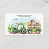 Groene tractorboys voor boerderijdieren informatiekaartje (Voorkant)