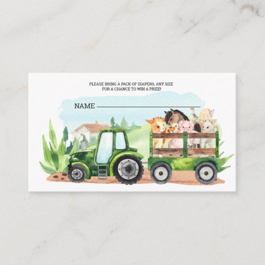 Groene tractorboys voor boerderijdieren informatiekaartje (Voorkant)