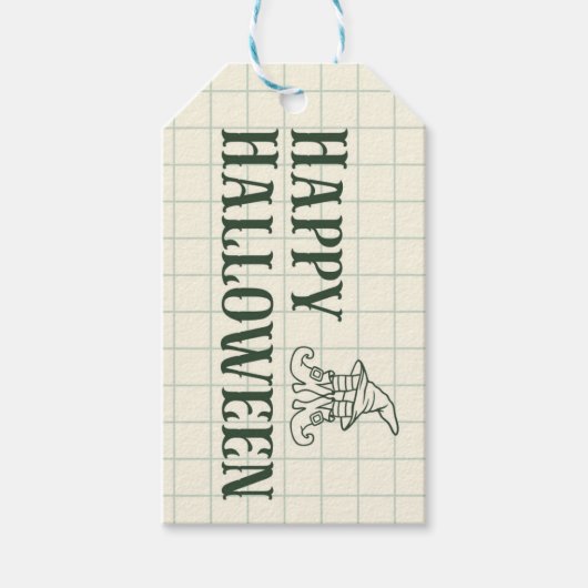 Groene traditionele heks vintage labels cadeaulabel (Voorkant)