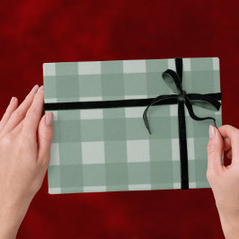 Groene traditionele Kerstmis - geruite streep Cadeaupapier