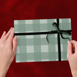 Groene traditionele Kerstmis - geruite streep Cadeaupapier