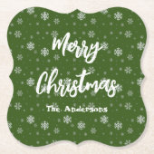 Groene Traditionele Moderne Elegante Vrolijke Kers Kartonnen Onderzetters (Voorkant)