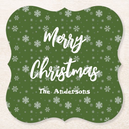 Groene Traditionele Moderne Elegante Vrolijke Kers Kartonnen Onderzetters (Voorkant)