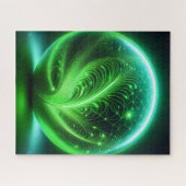 Groene transparante glazen bal met varen etsen legpuzzel (Horizontaal)