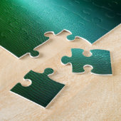 Groene transparante glazen bal met varen etsen legpuzzel (Zijkant)