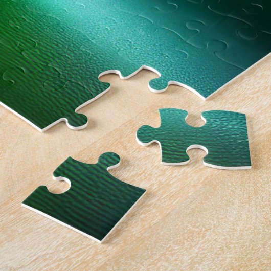 Groene transparante glazen bal met varen etsen legpuzzel (Zijkant)