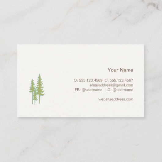 Groene Trees Evergreen Natuur en Landscaping Visitekaartje (Achterkant)