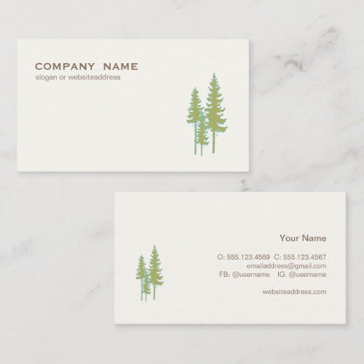 Groene Trees Evergreen Natuur en Landscaping Visitekaartje (Voorkant / Achterkant)